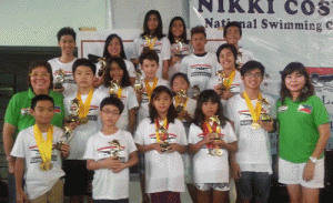 Philippine Swimming League President Susan Papa and Secretary General Maria Susan Benasa with the Most Outstanding Swimmer awardees in Class C category. CONTRIBUTED PHOTO