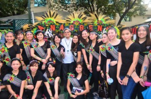 The university’s Institute of Tourism and Hotel Management students with university president, Dr. Alba 