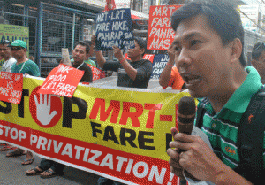 Riles rally Commuter group Riles Laan sa Sambayanan (Riles) Network rallies at the North Edsa station of  Metro Rail Transit 3 on Tuesday to protest recent fare increases in MRT 3, as well in Light Rail Transit1 and LRT 2. The group said the fare adjustments were “anti-poor” and will only enrich big business. PHOTO BY MIKE DE JUAN 