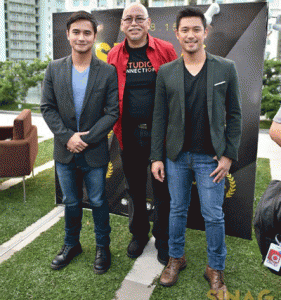 JM De Guzman, Bernardo Bernardo and Rocco Nacino, the cast of “Imbisibol” directed by Lawrence Fajardo