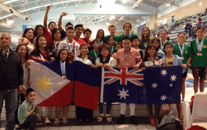 The Philippine Swimming League (PSL) delegates pose with the Filipino community in Australia and some members of the Australia swimming team during the 2014 Indian Ocean All-Star Challege in Perth. CONTRIBUTED PHOTO