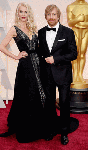 Joanne Tyldum in Oliver Tolentino with husband Best Director Nominee Murten Tyldum at 2015 Oscars