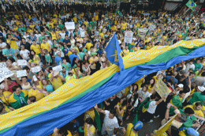 BRAZIL PROTESTS  Demonstrators rally to protest against the government of president Dilma Rousseff in Paulista Avenue in Sao Paulo, Brazil on Sunday. Rousseff is facing a complex economic panorama and a political corruption scandal. AFP PHOTO