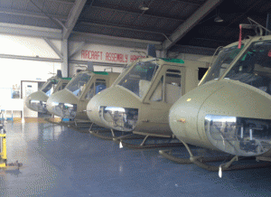 THEY CAN’T FLY? Some of the refurbished helicopters delivered to the Philippine Air Force.