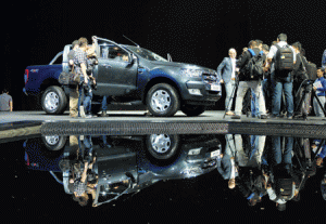 Motoring journalists from ASEAN region inspects the new Ford Ranger after its unveil at the Bangkok Motor Show