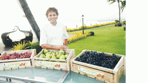  Chef Tim Hollands with Australia’s delicious harvest of grapes, pears and stonefruit