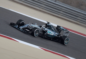 TAKING THE POLE  Mercedes AMG Petronas British driver Lewis Hamilton steers his car during the qualification session for the Bahrain Formula One Grand Prix at the Sakhir circuit in the desert south of the Bahraini capital Manama on Sunday. AFP PHOTO