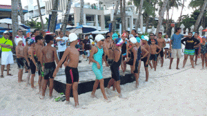 The participants in the Open Water of the 75th Philippine Swimming League (PSL) National Championship held on Sunday at the Crystal Sand beach front in Boracay. CONTRIBUTED PHOTO