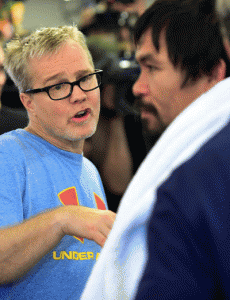 Freddie Roach (left) with his favorite pupil many Pacquiao. AFP PHOTO