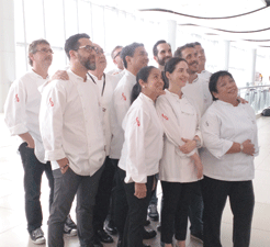 Top Filipino chefs Margarita Fores and Myrna Seguismundo (front row, left and rightmost respectively) welcome the delegation of multi-awarded chefs from Spain to Manila  