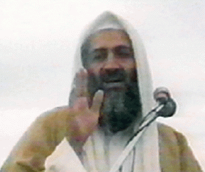 This undated image grab shows Osama bin Laden speaking at an undisclosed location in Afghanistan from a video said to have been prepared by bin Laden himself. The CIA declassified an Al-Qaeda recruitment form and around 100 other documents from Bin Laden's archive on May 20, 2015, allowing an insight into his thinking in his final years. The documents were among intelligence materials seized by US commandos on May 2, 2011 after they stormed Bin Laden's hideout in the Pakistani town of Abbottabad and shot him dead. AFP PHOTO 