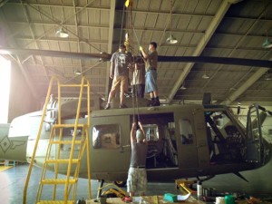 Lucky Rasi  A UH-1 helicopter is shown in a hangar of the Philippine Air Force.