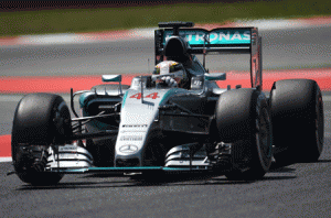 Mercedes AMG Petronas F1 Team’s British driver Lewis Hamilton drives during the second practice session at the Circuit de Catalunya on May 8, 2015 in Montmelo on the outskirts of Barcelona ahead of the Spanish Formula One Grand Prix. AFP PHOTO