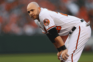 FIERCE PEARCE  Steve Pearce No.28 of the Baltimore Orioles looks on after being forced out in the second inning against the Houston Astros at Oriole Park at Camden Yards on Wednesday in Baltimore, Maryland. The Houston Astros won, 4-1. AFP PHOTO