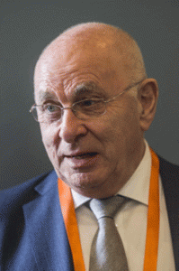 This file picture shows The president of the Dutch Football Federation, Michael van Praag attending the 37th Confederation of African Football (CAF) Ordinary General Assembly in the Egyptian capital Cairo. FIFA presidential Dutch candidate Michael van Praag announced on May 21, 2015 he was dropping his bid for the world football association's presidency, saying he will back Jordan's Prince Ali bin al Hussein instead. AFP PHOTO 