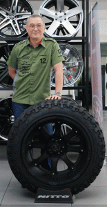 Samuel Liuson, president  of Wheel Gallery Inc., knows the top aftermarket brands for rims and wheels that will sell well in the Philippines,  like Nitto tires and Black  Rhino rims for SUVs.