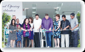 Tebow Foundation executive director Erik Dellenback (fifth from right) and Cure International president and CEO Dale Branter (fourth from right) lead the ceremonial ribbon cutting to mark the grand opening of the Tebow Cure Hospital in Davao City, which will cater to pediatric orthopedic cases of underprivileged children in Mindanao. Joining them are USAid Mission Director Gloria Steele (extreme left), members of the Tebow family, Department of Health Assistant Secretary Paulyn Jean Rosell-Ubial (seventh from right), Sacred Harvest Foundation Founder Susie Perry (third from right), Davao City Administrator Melchor Quitain (second from right) and DOH Regional Director Abdullah Dumama (extreme right). 