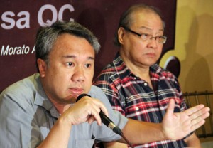 Yes, Yes We Could be Wrong  Military historian Jose Antonio Custodio (left) gestures as he stresses a point to journalists at Saturday’s media forum in Quezon city as former Beijing bureau chief of ABC News Chito Sta. Romana listens. Photo By Mike De Juan 