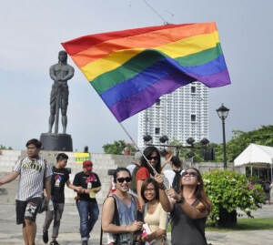 United Colors  Members of an lgBT organization wave the rainbow flag at the the rizal park on saturday. Photo by Bong Ranes 