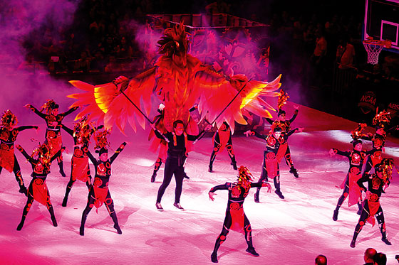 The 91st season of the National Collegiate Athletic Association (NCAA) kicked off at the Mall of Asia Arena with a fiery dance number from this year’s hosts, the Mapua institute of Technology. Defending champions the san Beda Red Lions and the Jose Rizal heavy Bombers won their opening matches.  Photo by Ozzy LAvina 