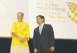 Queen Máxima and BSP Gov. Amando Tetangco Jr. at a Global Policy Forum on Financial Inclusion.  Photo from BSP