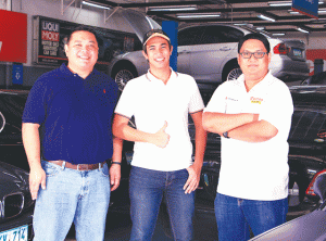  Francis Aguila with Enrique Hormillo (center), service advisor of ARC Automotive and race car driving instructor, and Manolet Ramos (right) who is a partner also in ARC Automotive.