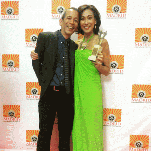 Cherie Gil poses with her Best Actress award alongside ‘Mana’ director Gabriel Fernandez from her Instagram account @macherieamour