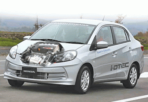 A composite image of a Honda Amaze with an i-DTEC diesel engine.
