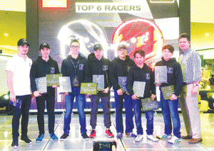 (From left to right) Lotus F1 Junior Team driver Marlon Stockinger, Raphael Miru Lesaguis, Luis Raphael Cachero, Terrence Aldrich Lallave, Jose Gerald Policarpio, Daryl Brady, Joel Agojo and Nissan Philippines Inc. president Antonio Zara.