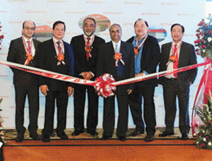 (Left to right) Joydeep Moitra, head of International Sales Automotive Sector at Mahindra & Mahindra Ltd.; Johnny Hernandez, chairman of Asianbrands Motor Corporation (AMC): Pravin Shah, president and chief executive officer of Automotive Division at Mahindra & Mahindra; Ambassador LD Ralte; Augusto Camacho, president of Autocirculo Corporation; and Felix Mabilog Jr., president and chief operating officer of AMC during the re-lauch of the Mahindra brand in Manila.