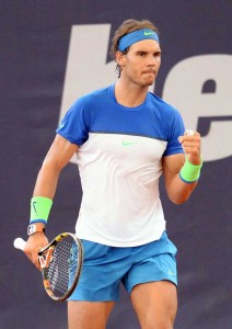 RAFA REBOUNDS Spain’s Rafael Nadal reacts during his round of 16 match against Czech Republic’s Jiri Vesely at the ATP tournament in Hamburg, northern Germany Friday.  AFP PHOTO