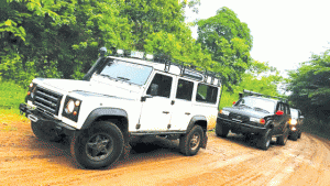 Fitted with Saffiro Max Trac all-terrain tires, these 4WD vehicles prepare to enter the muddy slopes of Rizal.