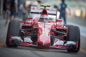 Ferrari’s German driver Sebastian Vettel arrives in the pits during the first practice session at the Silverstone circuit in Silverstone on Saturday ahead of the British Formula One Grand Prix. AFP PHOTO