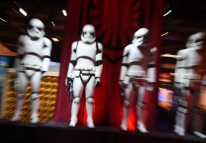 Star Wars Stormtroopers on display during the Disney D23 EXPO 2015 at the Anaheim Convention Center in Anaheim, California on Sunday. R2-D2 will be rolling into Mickey Mouse's neighborhood, Disney announced plans for two huge 