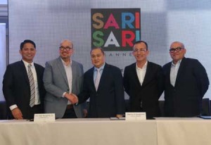 A new partnership: (from left) Cignal TV COO Oscar Reyes Jr., Viva Communications, Inc. Chairman and CEO, Vic del Rosario Jr., MediaQuest Chairman Manny Pangilinan, Cignal TV President and CEO Emmanuel Lorenzana, and Vincent del Rosario III