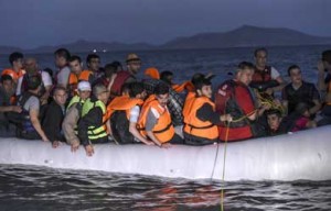 DANGEROUS VOYAGE  Migrants board an inflatable boat to reach the Greek island of Kos, early on August 19, near the shore of Bodrum, southwest Turkey. The UN refugee agency said in the last week alone, 20,843 migrants -- virtually all of them fleeing war and persecution in Syria, Afghanistan and Iraq -- arrived in Greece, which has seen around 160,000 migrants land on its shores since January, according to the UN refugee agency. AFP PHOTO