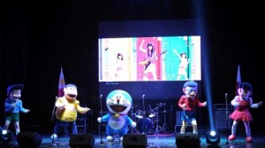 Doraemon (middle) with friends Suneo, Takeshi, Nobita and Shizuka