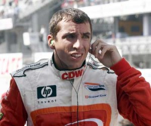 English racing driver Justin Wilson of the CDWRusPort Racing team in the pits during the first qualifying session for the Champ Car World Series GP in Mexico City. AFP PHOTO