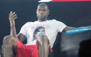 LeBron James talks about his experiences during the press conference at the House of Rise in Mandaluyong City. MIKE DE JUAN