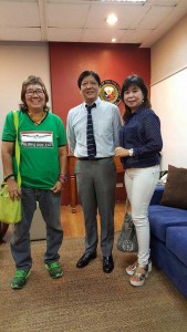 Philippine Swimming League President Susan Papa and Secretary General Maria Susan Benasa pose with Senator Ferdinand Marcos Jr. during a courtesy call at the Senate of the Philippines. CONTRIBUTED PHOTO