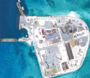 This photo from the New York Times shows the facility being built by China on Johnson South Reef.