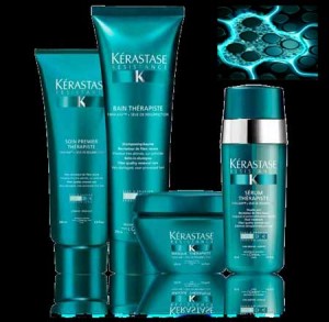 The range of Resistance Therapiste is fortified with Fibra-KAPs (inset)—a compound that compensates for KAPs loss in the hair fiber