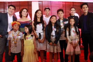 ‘The Voice Kids’ hosts Luis and Robi, coaches Sarah, Bamboo, and Lea,and top 6 artists Reynan, Esang, Sassa, Elha, Kyle,and Zephanie