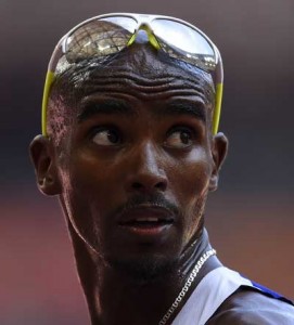 Britain’s Mo Farah reacts after competing in the men’s 5000 meters athletics event at the 2015 IAAF World Championships at the Bird’s Nest National Stadium in Beijing on Wednesday. AFP PHOTO