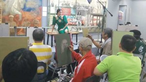 Members of Filipino Portrait Artist Guild (FPAGI) paint Miss Universe Philippines 2015 Pia Wurtzbach