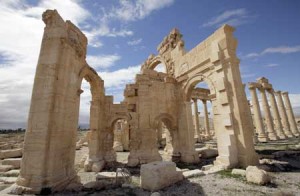 VICTIM OF THE IS  A file picture taken on March 14, 2014 shows the courtyard of the sanctuary of Baal Shamin in the ancient oasis city of Palmyra, 215 kilometers northeast of Damascus. Islamic State group jihadists on August 23 blew up the ancient temple in the UNESCO-listed Syrian city, the country’s antiquities chief told AFP. AFP PHOTO