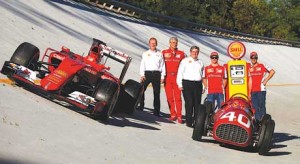 The SF15-T lined up alongside the 166 F@ on the old Parabolica at Monza.