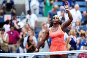 Serena Williams of the United States reacts after defeating Kiki Bertens of the Netherlands during their Women’s Singles Second Round match on Day Three of the 2015 US Open at the USTA Billie Jean King National Tennis Center on Thursday in the Flushing neighborhood of the Queens borough of New York City. AFP PHOTO