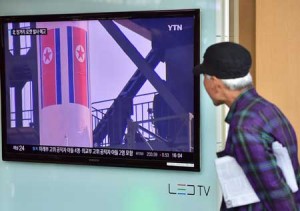 THOSE WHACKY N. KOREANS ARE AT IT AGAIN A man watches a news report at a railway station in Seoul on September 15 on the confirmation from North Korea that the nuclear reactor seen as the country’s main source of weapons-grade plutonium had resumed normal operations, raising a further red flag amid growing signs the North may be considering a long-range rocket launch next month in violation of UN resolutions. North Korea mothballed the Yongbyon reactor in 2007 under an aid-for-disarmament accord, but began renovating it after its last nuclear test in 2013. AFP PHOTO