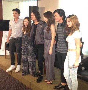 With his fellow Pasion de Amor lead stars (from left) Ejay Falcon, Ellen Adarna, Arci Munoz, Joseph Marco, and Colleen Garcia